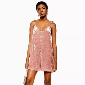 PETITE Pink Velvet Star Glitter Slip Dress